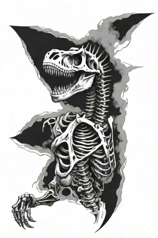 Dark Dinosaur Skeleton
