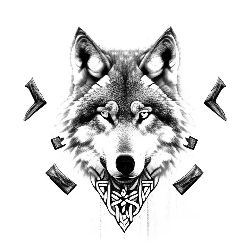 Nature Forest Viking Runes Wolf
