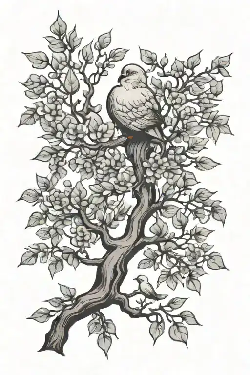 Poison Tree No Color With A Dove Flying