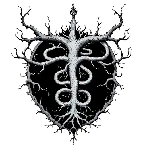 Poison Tree With Roots Turning Into Snakes