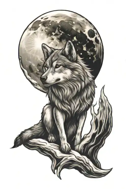 Wolf Paws And Crescent Moon Rising
