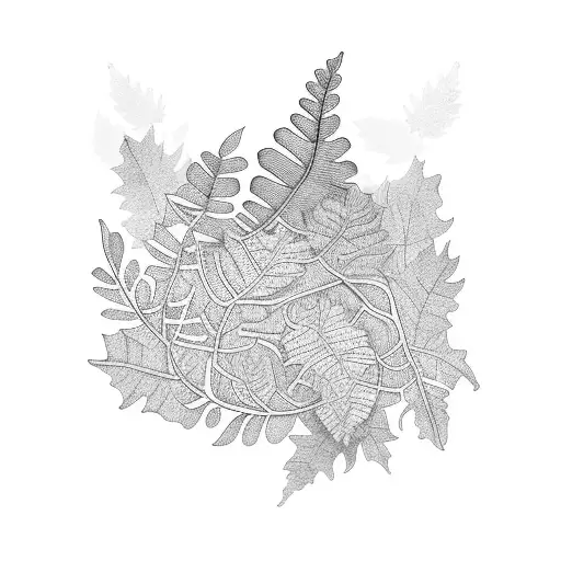 Newfoundland Dog Surrounded By Lace Jungle Style Leafs Not Symmetrical