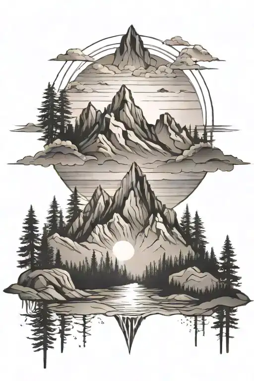 Sunset Mountains Forest