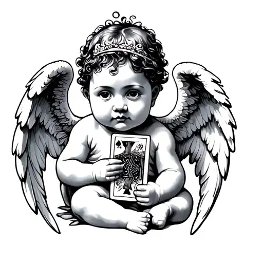 Baby Angel With Playing Cards
