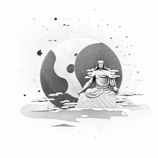 A Stoic Philosopher Meditating On A Planet