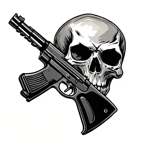Skull And Side Ak47 Gun