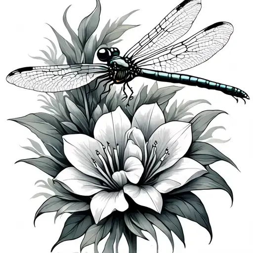 Dragonfly And Gladiolus Flower
