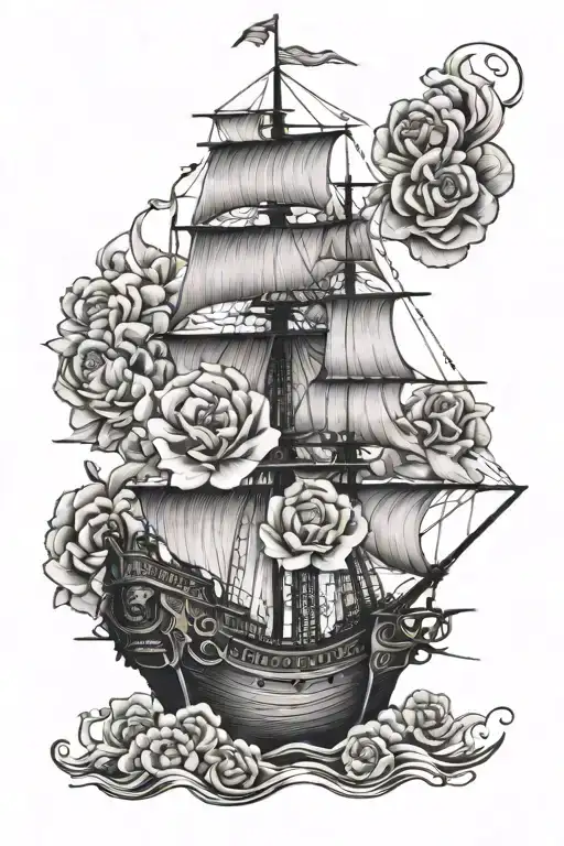 Caravel With A Fine Line Flower