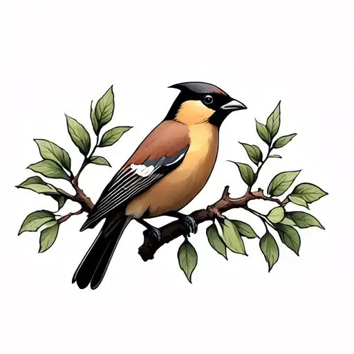 Cedar Waxwing Bird On A Branch