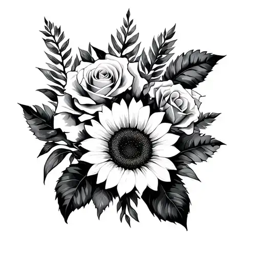 Palm Tree Roses Sunflower