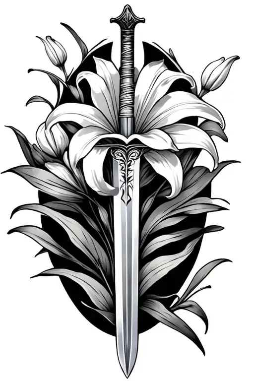 Lily Flower And Sword