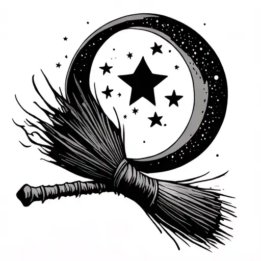 Harry Potter Broom Stick With Stars And A Moon Simple
