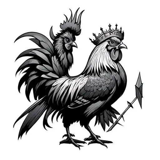 Arrow And Rooster Wearing A Crown