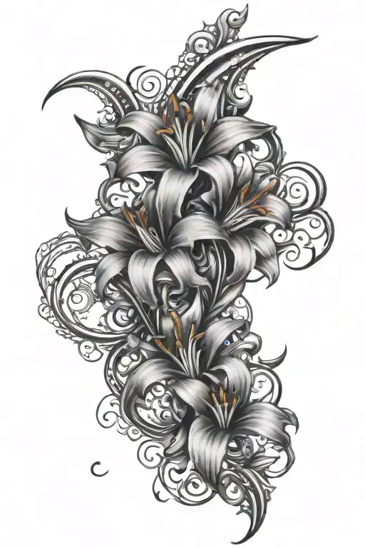 Gothic Lilies And Crescent Moon