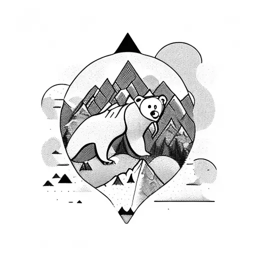 A Group Of Adventurous Climbers Scaling A Mountain Peak Shaped Like A Bear