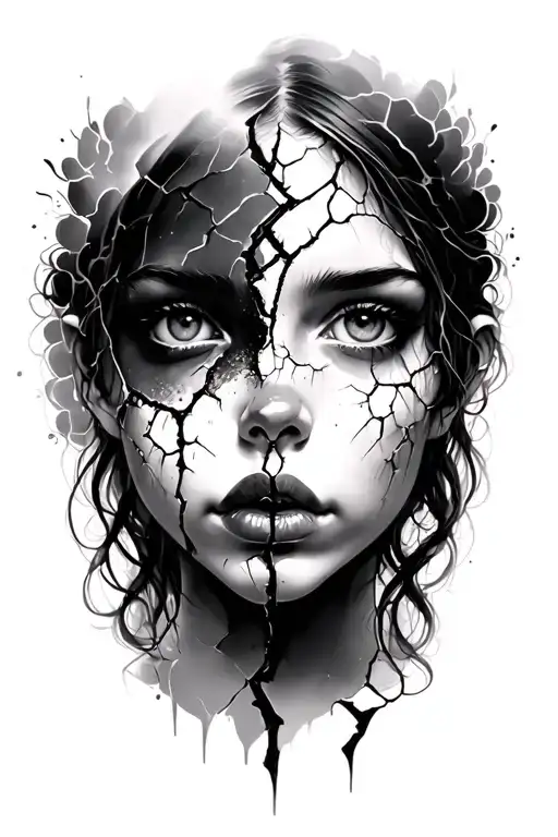 Broken Girl Face
