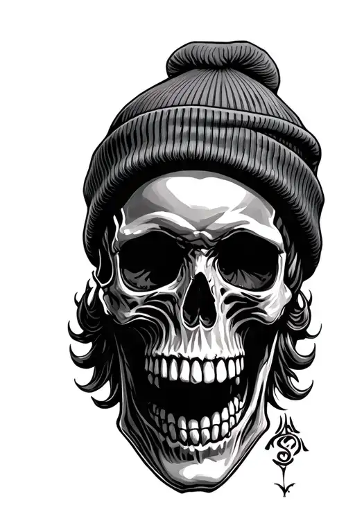 Skull Wearing A Beanie