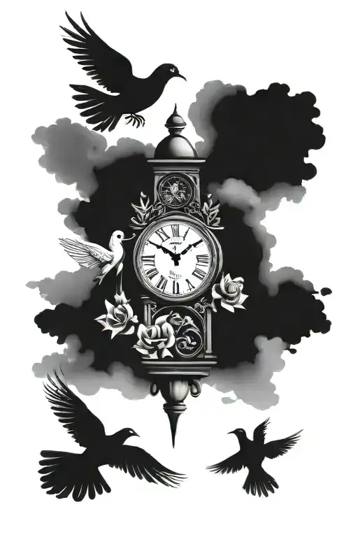 Clock Tower With Bible Verse And Doves