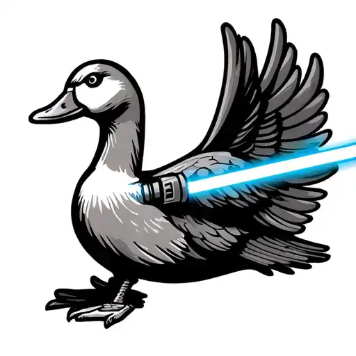 A Cartoon Outline Goose With A Lightsaber