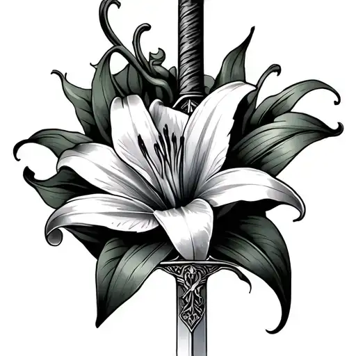 Lily Flower And Sword