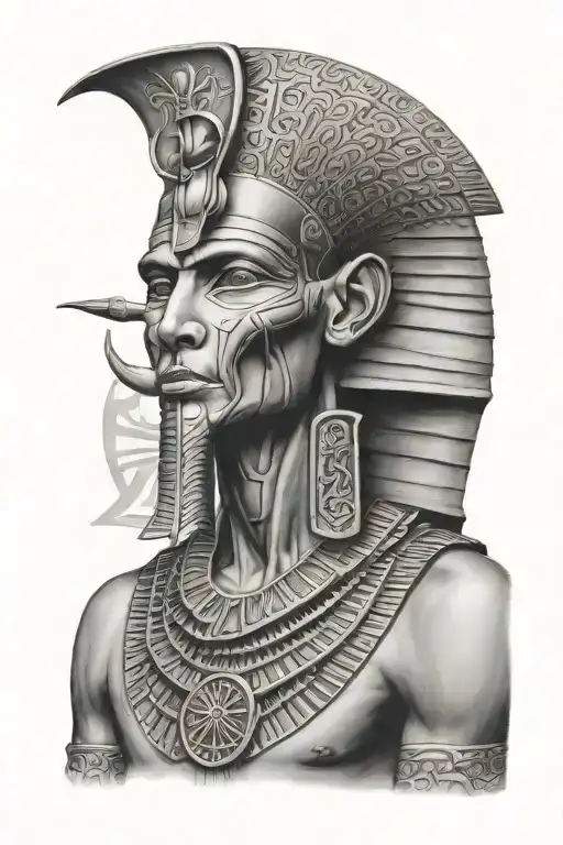 A Detailed Portrait Of Thoth The Egyptian God Surrounded By Hieroglyphics