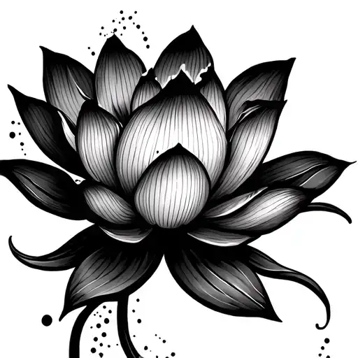 Lotus Flower With Dots In A Line