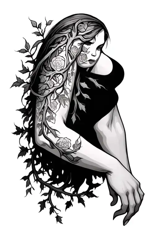 Thorn Vine Wrapping Around Arm Sleeve