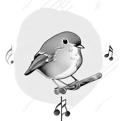 Outline Of A Robin On A Music Note