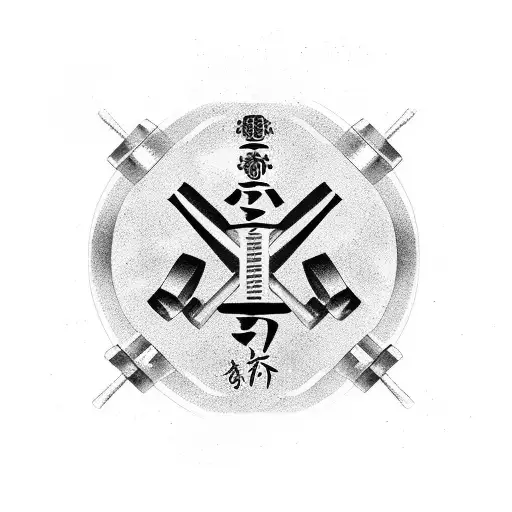 Dumbbell With Karate Kanji Symbol