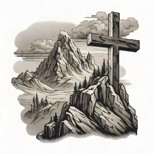 A Cross On Top Of A Big Mountain