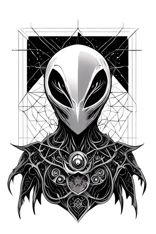 Part Human Part Alien Sacred Geometry Pattern Incorporating Elements