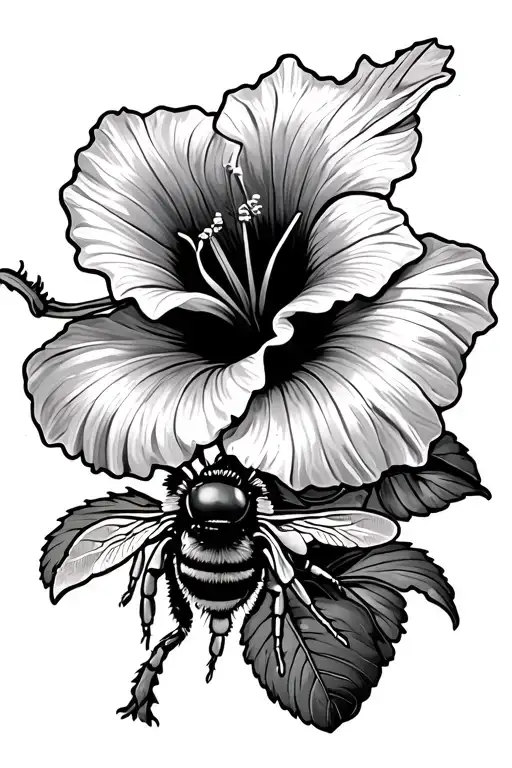 Bee And Morning Glory Flower