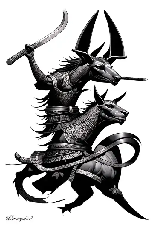 Samurai And Anubis Full Sleeve