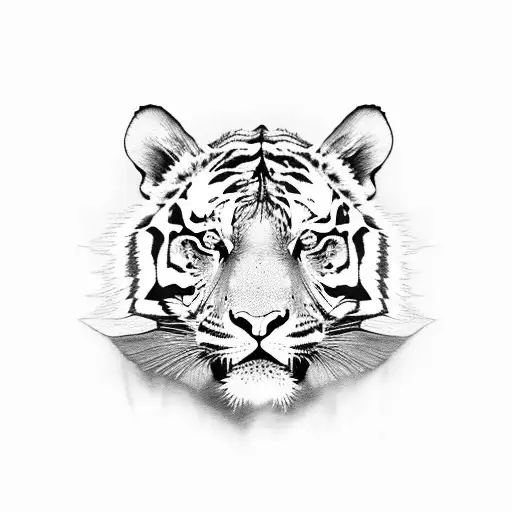 A Roaring Tiger Emerging From A Bed Of Roses