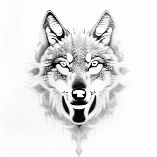 A Mesmerizing Black-grey Tattoo Of A Wolf Howling Under The Enchanting Northern Lights