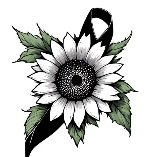 Cancer Ribbon And Sunflower
