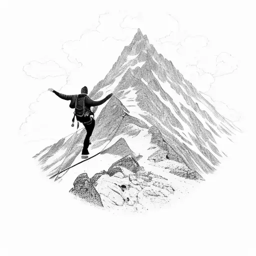 A Patient Athlete Climbing A Mountain Peak