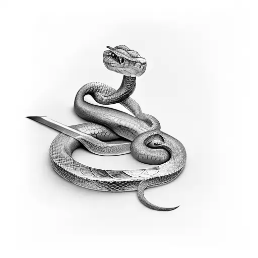 Hand Holding Snake Wrapped Sword