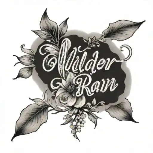 Feminine Cursive Script Spelling Wilder Rain Tutning Into Wild Flowers