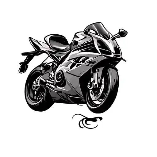 Heart With A Sport Bike Silhouette