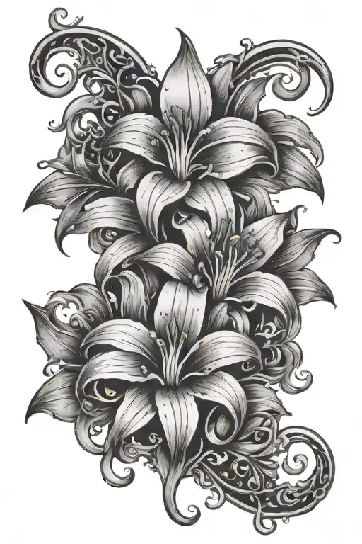 Gothic Lilies With A Crescent Moon