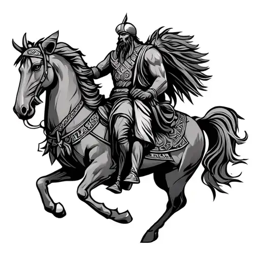Nordic Symbol Odin Riding Sleipnir