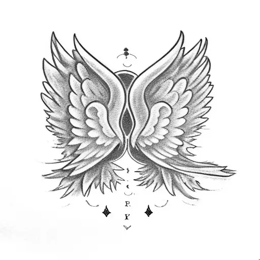 Tribute To Lost Siblings With Their Initials And Angel Wings