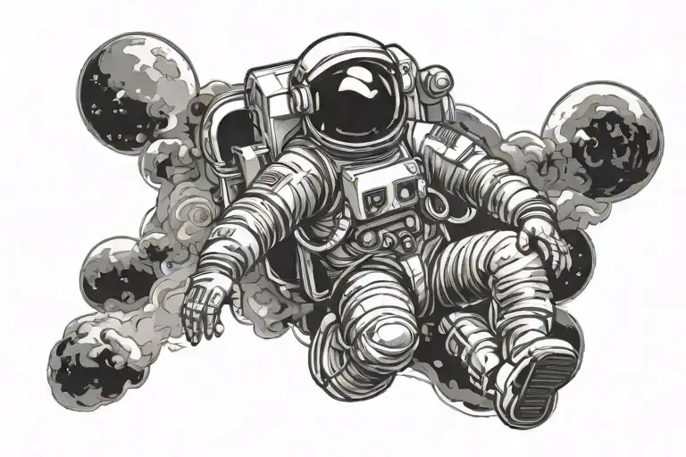 Astronaut Tattoo Background In Spacesuit Head