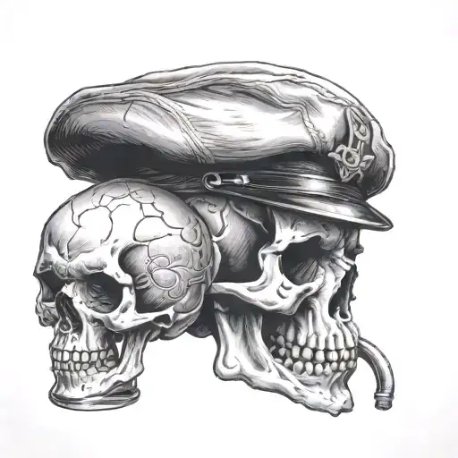 Skull Wearing A Thinking Cap Drinking A Glass