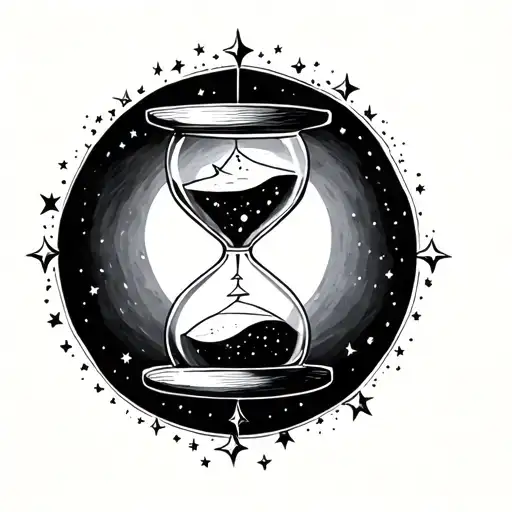 Tattoo Of A Small Hourglass With Stars Moon
