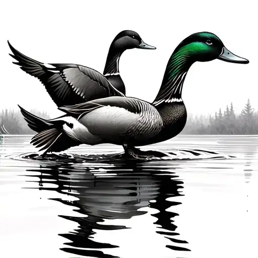 Ducks Landing In Water