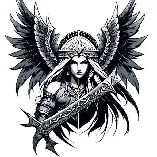 Valkyrie Warrior Vertical Line