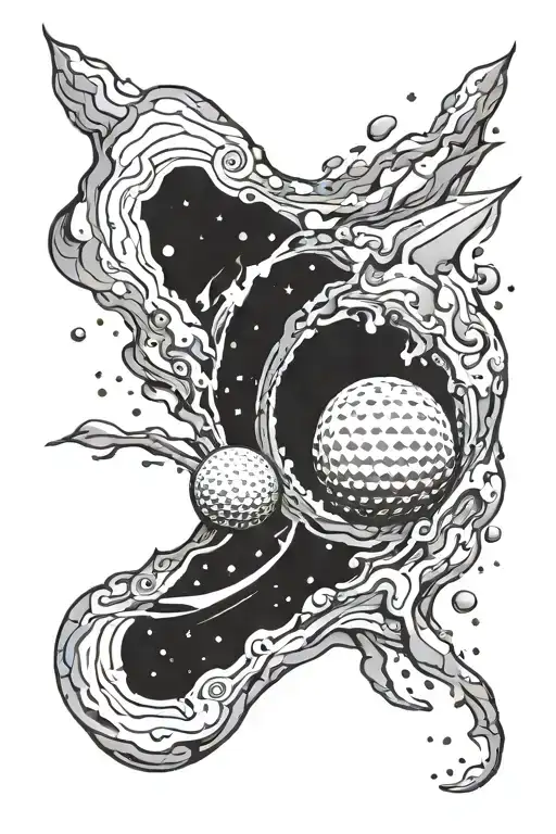 A Golf Ball Breaking Through A Black Hole In Space