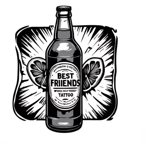 Rum Bottle With Soda Can In A Best Friends Tattoo Design